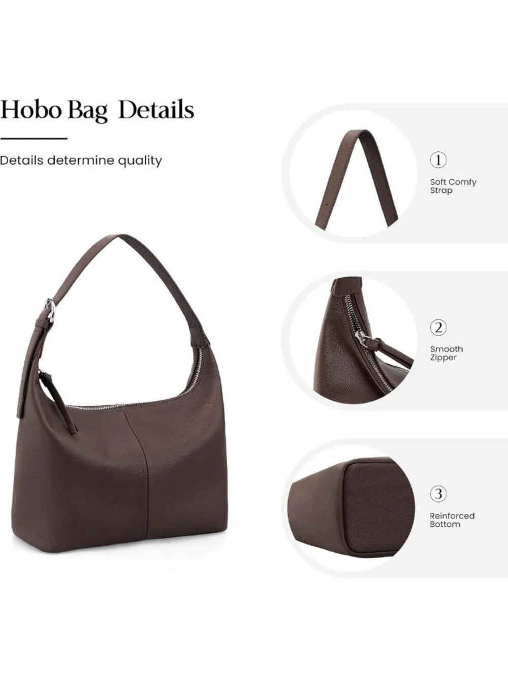 Ultra Lightweight Genuine Leather Slouchy Hobo Bag for Women - Stylish Shoulder
